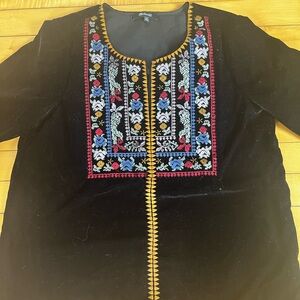 Madewell velvet embroidered top